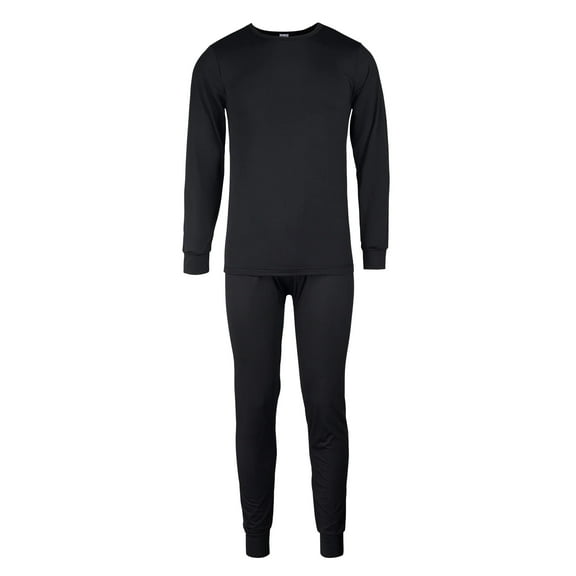 Men's Soft Thermal Underwear Set Fleece Lined, Black S, 1 Set