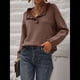 thumbnail image 5 of Suéteres de Mujer, Ropa de Otoño e Invierno, Jersey de Punto Informal de Larga con Botones y Volantes y Cuello Redondo Marrón M, 5 of 8