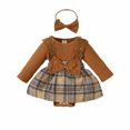 thumbnail image 2 of Emy Dola Baby Girl Clothes Newborn Ribbed Romper Dress Infant Lace Ruffle Long Sleeve Plaid Outfits with Headband 0-18 Months, 2 of 9