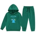 thumbnail image 2 of Glisme Boys Outfits Clothing Set Hooded Sweatshirt Set For Kids Stylish Comfy Apparel Dark Green Boy Back To School Season Set Size 12-13 Years, 2 of 4
