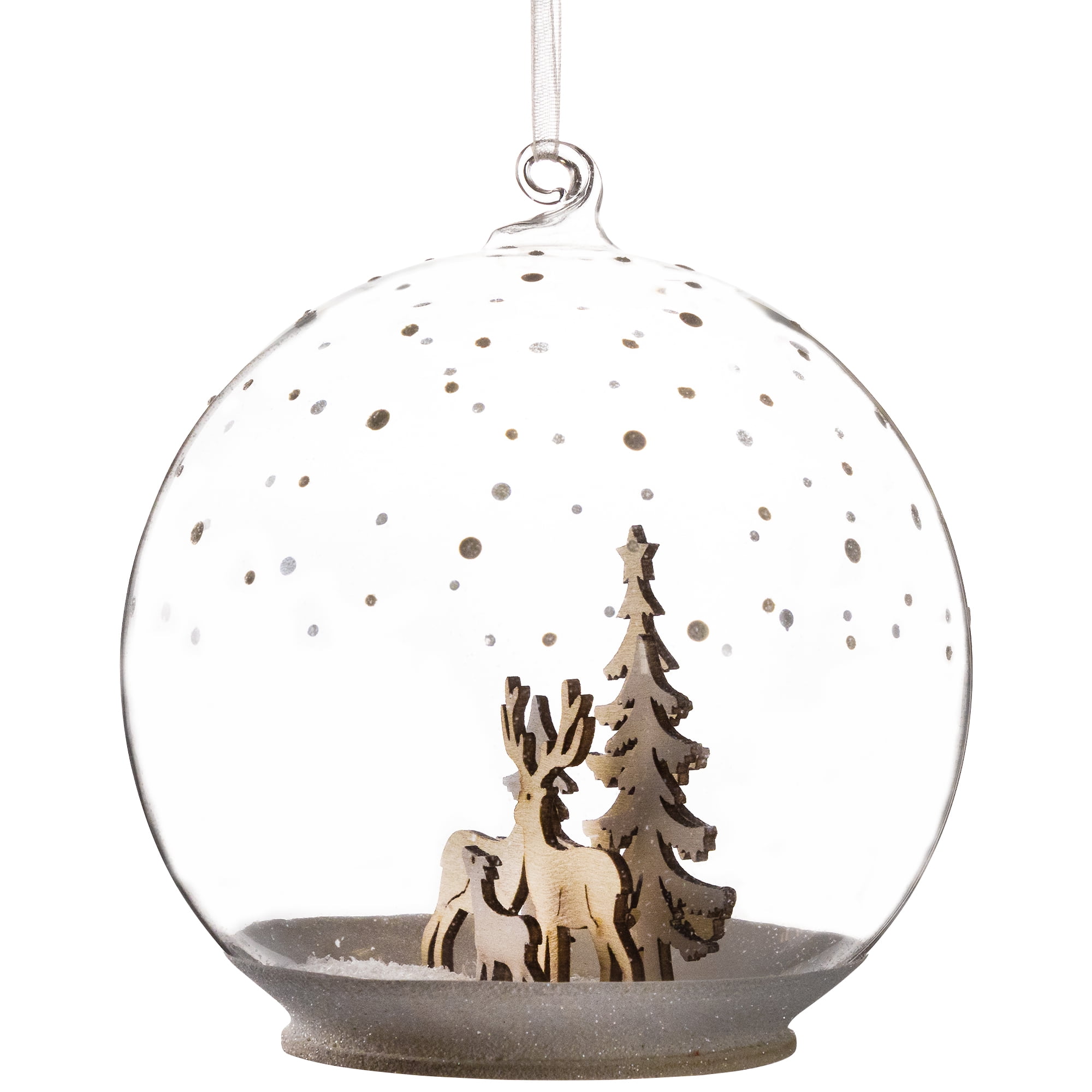 Northlight Deer Family in Snow Glass Globe Christmas Ornament  - 4.75"
