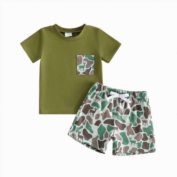 Toddler Boy Summer Outfit Short Sleeve T-Shirts Top Shorts 2Pcs Casual Clothing Set 6-12 Months 12-24 Months 2t 3t 4t 5t 6t 7t 8t 9t Children 2-3 Years