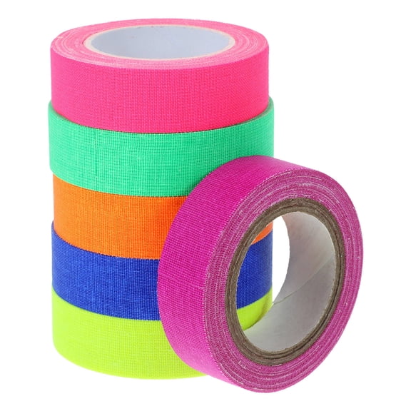 NIAIZEK Neon Glow in Dark Fluorescent Cloth Tape Assorted Colors for Blacklight, High Visibility Safety and Craft Use