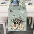 thumbnail image 6 of Hello Winter Mitten Table Runner, Christmas Pine Cone Snowflake Red Berry Kitchen Dining Table Decoration, Seasonal Burlap Indoor Outdoor Home Decor Party Supply 13 x 90 Inches, 6 of 6