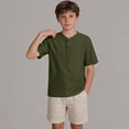 thumbnail image 5 of LYEAA Linen Shirts for Boys Summer Short Sleeve Crewneck Tees Solid Pullover Tops Casual Holiday Clothes, 5 of 8