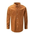 thumbnail image 4 of IROINNID Plain Long Sleeve Shirts for Men Casual Turn-down Collar Solid Button Down Shirt Blouse Tops On Sale,Brown, 4 of 9