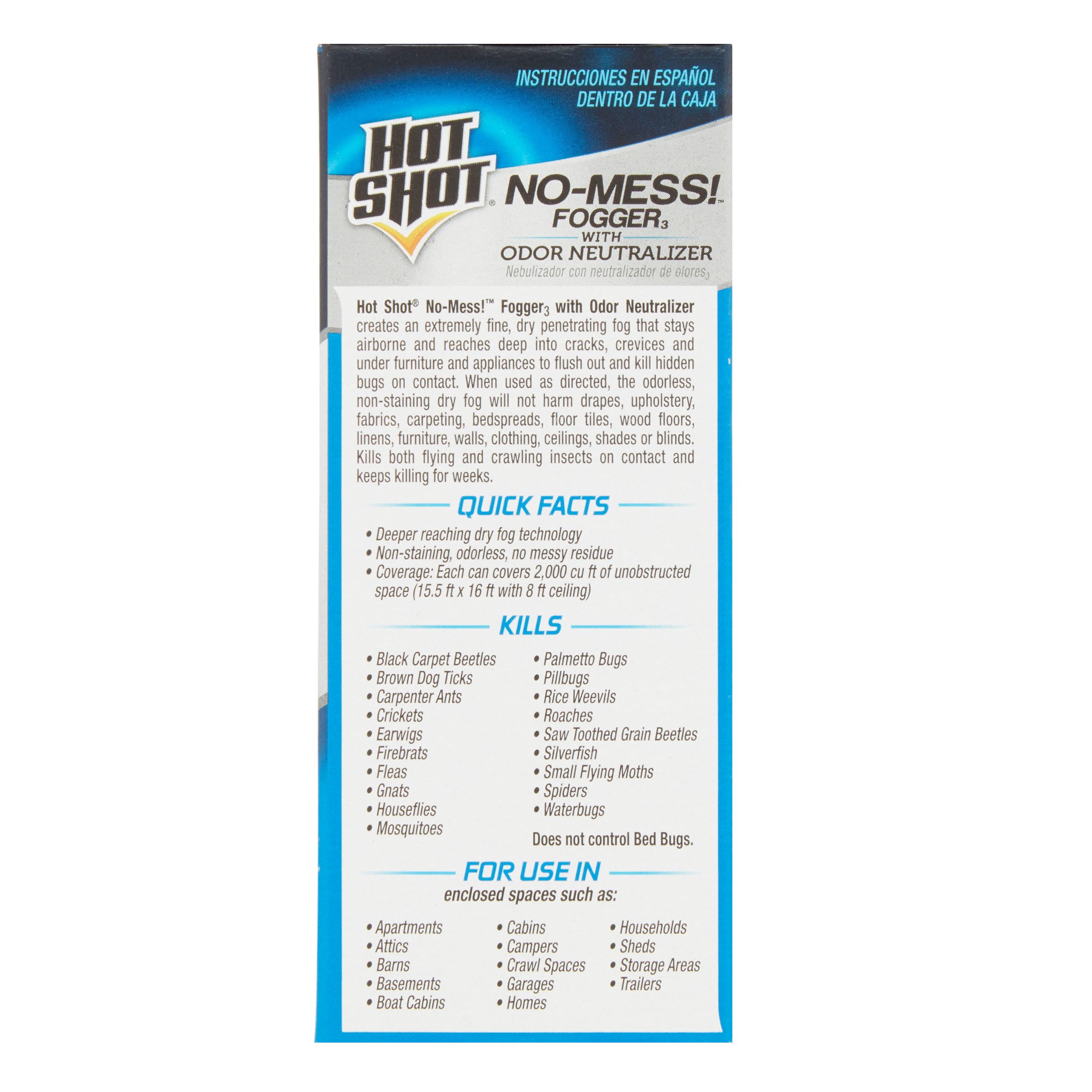 4 packsHot Shot Fogger NoMess With Odor Neutralizer, 3Count, 1.2