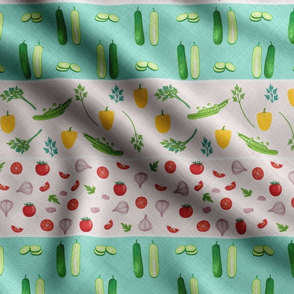 Soimoi Veggies Print,Cotton Cambric, Quilting Fabric Sold by The Yard 42 Inch Wide, Medium Weight Cotton Fabric, SewingSupplies,Aquamarine Green