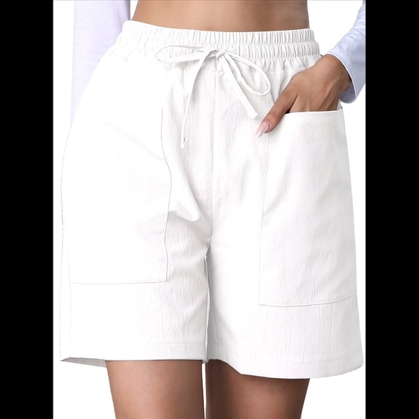 Pantalones Cortos Casuales Omen con Cordón Ajustable, Cintura Elástica, Cómodos, de Verano, con Bolsillos, Color , Talla XL