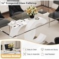 thumbnail image 7 of 7-Piece 70" Glass Dining Table Set, Tempered Glass Top with OC Shape Frame & Stainless Steel Base, 6 Velvet Chairs with Stainless Steel Legs, 7 of 7