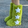 thumbnail image 4 of Hinvhai Women's Faux Boots Winter Comfy Plush Warm Snow Boots Comfortable ry Knee-High Boots Fuzzy Outdoor Boots Fluffy Indoor Flat Shoes Green 8.5(41), 4 of 9