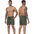 thumbnail image 5 of QPNGRP Men's Beach Swim Trunks Quick Dry Sports Fitness Shorts Drawstring Zipper Pockets and Mesh LiningArmy green 38, 5 of 7