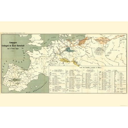 24"x36" Gallery Poster, map of Napoleonic Wars in french pub 1912 napoleon