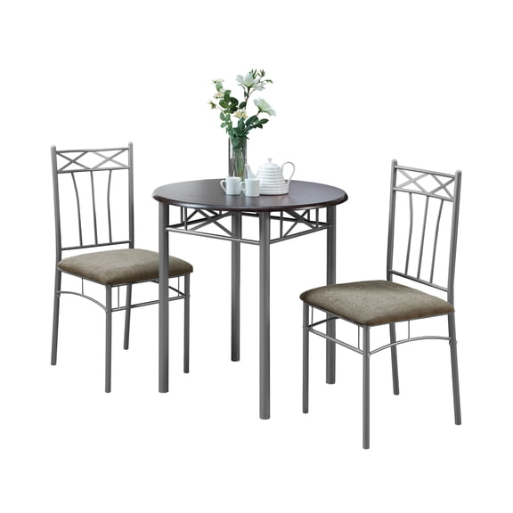 Monarch Dining Set 3-Piece Set / Cappuccino / Silver Metal