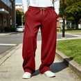 thumbnail image 6 of Zylanna Men's Sweatpants with Side Pockets, Solid Color Drawstring Elastic Waist Baggy Breathable Activewear Jogger Pants for Sports Red, 6 of 9