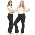 thumbnail image 2 of Stretch Is Comfort Women's Plus High Waist Cotton Bootcut Yoga Pants Black 2X, 2 of 8