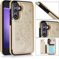 thumbnail image 3 of Phone Case for Samsung Galaxy S23 FE 5G with Tempered Glass Screen Protector and Card Holder Wallet Cover Stand Flip Leather Cell Accessories S 23 FE S23FE5G S23FE 23S G5 Women Golden, 3 of 7