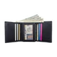 thumbnail image 2 of RFID Blocking Genuine Leather Men's Trifold Wallet Center Flap Premium Cowhide, 2 of 11