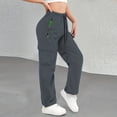 thumbnail image 6 of Wutalume Women's Drawstring Work Pants - Cargo Wide Leg Trousers with Pockets, Casual Loose Fit for Outdoor and Daily,Dark Gray XL, 6 of 6