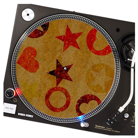 KuzmarK™ 12" DJ Turntable Slipmat - Sparkle Heart Stars DJ