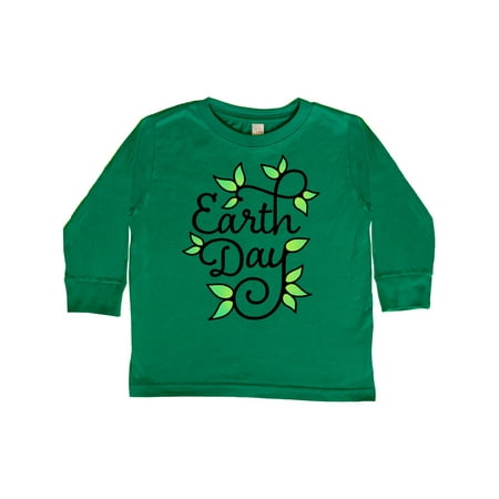 

Inktastic Earth Day- in black with green leaves growing Gift Toddler Boy or Toddler Girl Long Sleeve T-Shirt
