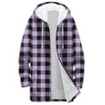 thumbnail image 4 of Dasayo Coats for Women Fleece Long Purple Thermal Drawstring Plaid Zip up Coats Shacket Women XXL, 4 of 5