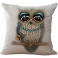thumbnail image 1 of Linen Blend Rural Style Owl Pattern Cushion Cover Cotton Pillowslip Square Decorative Throw Pillow Case 18 X 18', 1 of 3
