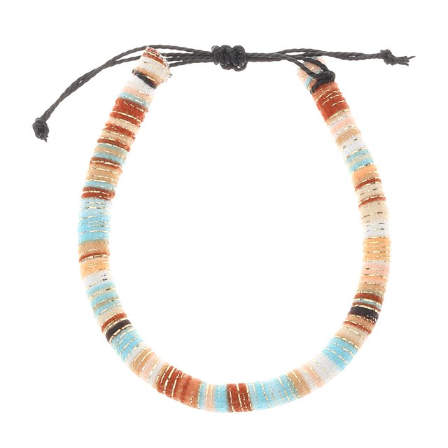 Tobillera de color retro tejida a mano, pulsera ajustable, cadena de playa unisex