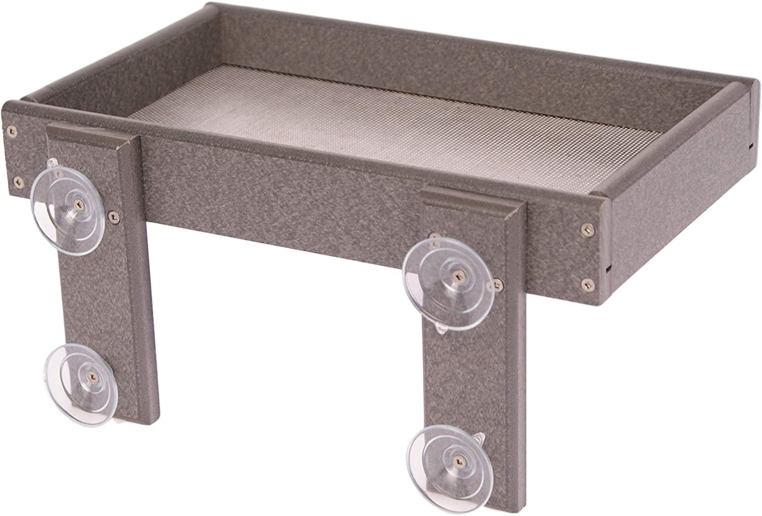 Amish-Made Window Mount Bird Feeder, Eco-Friendly Poly Lumber Decorative Bird Feeder Gray