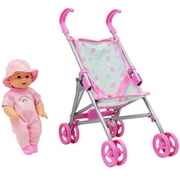 Dream Collection: Pink Stroller Set with 12" Baby Doll- Gi-Go Dolls, Kids Playset, Ages 3+