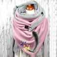 thumbnail image 2 of Women Feather Print Cotton Winter Warm Button Up Scarf, 2 of 3