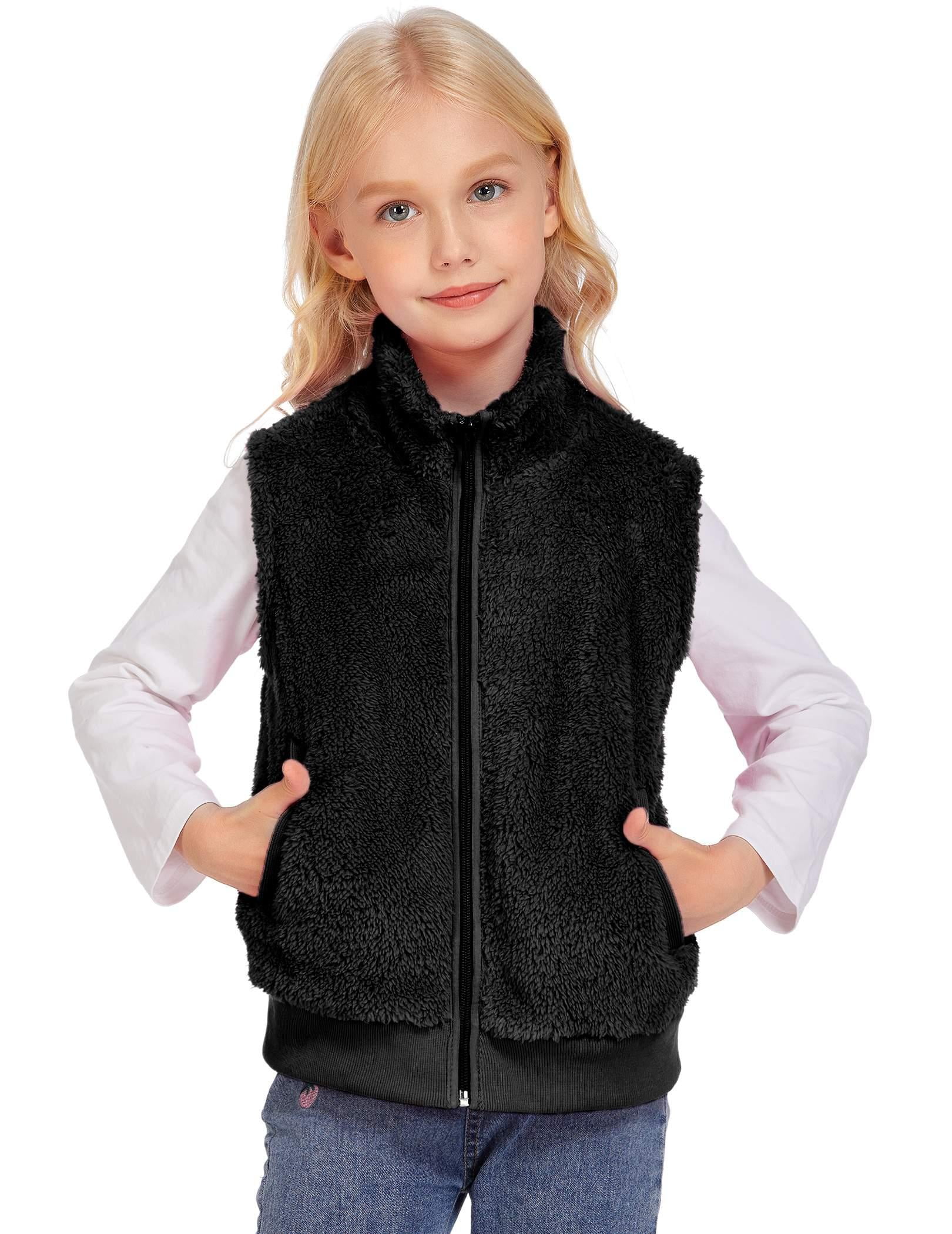 Girls Vest Lightweight Warm Fleece Vest Outwear Soft Sherpa Sleeveless