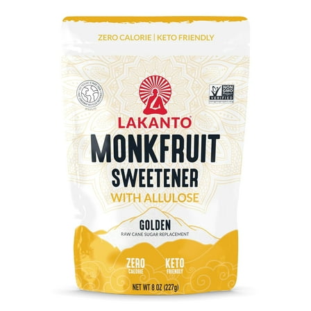 Pack of 10, Lakanto Golden Monkfruit Sweetener with Allulose Raw Cane Sugar Replacement, 8 oz