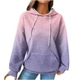 thumbnail image 2 of Waffle Knit Hoodie Women,Women Oversized Gradient Hoodies Casual Print Waffle Long Sleeve Pullover Top Hooded Sweatshirt with Pocket, 2 of 4