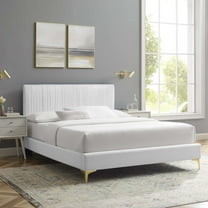 Modway Peyton Performance Velvet Queen Platform Bed in White