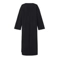 thumbnail image 6 of JAJAHO Mens Kaftan Abaya Thobe Button Down Arab Long Robe Crewneck Long Sleeve Loose Fit Ankle Length Robe With Pockets, 6 of 7