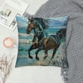 thumbnail image 2 of Horse Pillow Cases Decorative Black Horses Running on The Beach Throw Pillow Covers  Cotton Linen Cushion Cover for Valentine's Day Men Women Sky Blue Black, 2 of 5