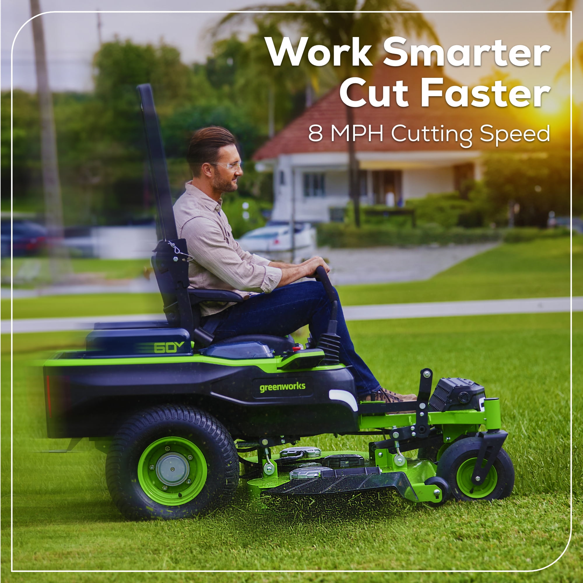 Greenworks 60V 54" Maximus Zero Turn Riding Mower + with (2) 20.0 Ah, (2) 8.0 Ah & (2) 4.0 Ah Batteries and 1.5kW Charger 7430202