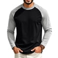 thumbnail image 3 of UDAUDU Mens Shirts Crew Neck Raglan Color Block Casual Soft Long Sleeve Tee Daily Wear Work Blouses XL, 3 of 5