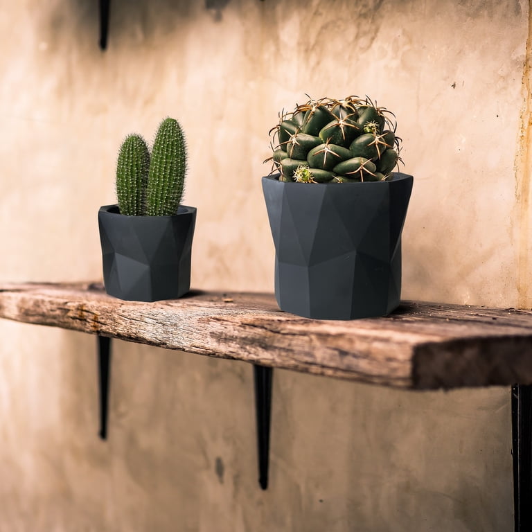 Olly & Rose Modern Geometric Black Ceramic Plant Pot Set, Large & Small  Indoor Outdoor Garden Planters - Walmart.com