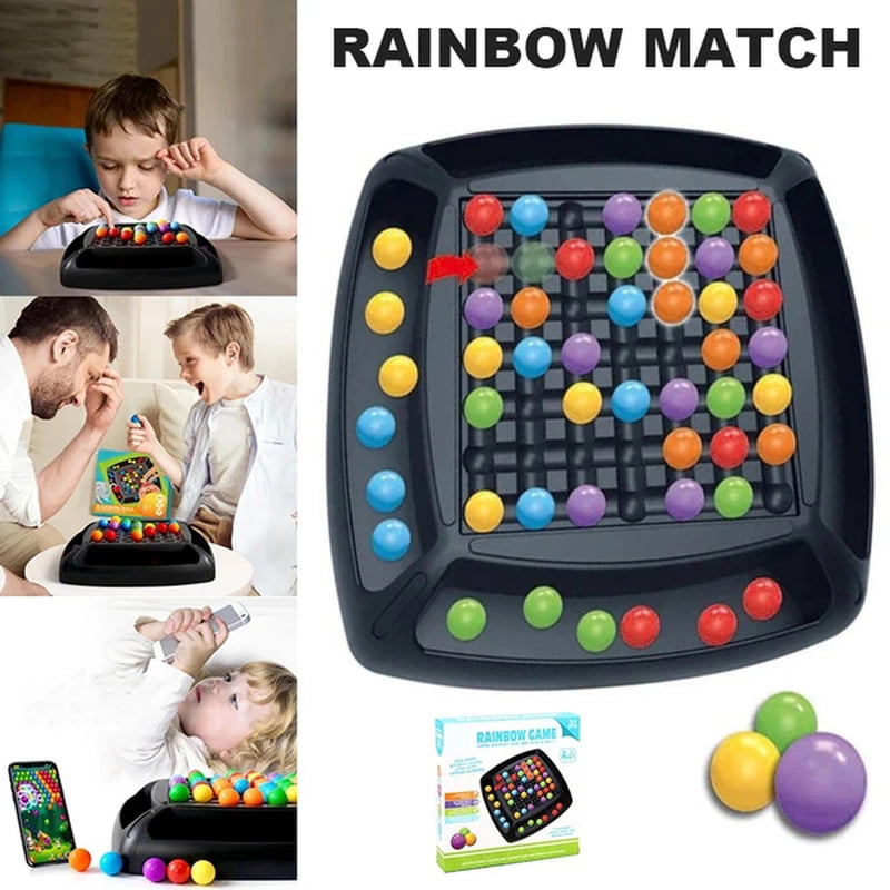 Rainbow Ball Matching Toy Colorful Fun Puzzle Chess Board Game with for Children 