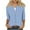 Blue, variant on Nmnitkp Cartigan Light and Comfortable Womens Round Neck 3/4 Sleeve Tops Button Stria T-Shirts Solid Loose Cute Tunic Tee Blouses