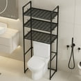 thumbnail image 1 of CLLC Estante de almacenamiento sobre el inodoro, organizador de baño de 3 niveles con ganchos y portarrollos de papel higiénico, soporte de baño independiente sobre el inodoro, ahorra espacio (A), 1 of 8