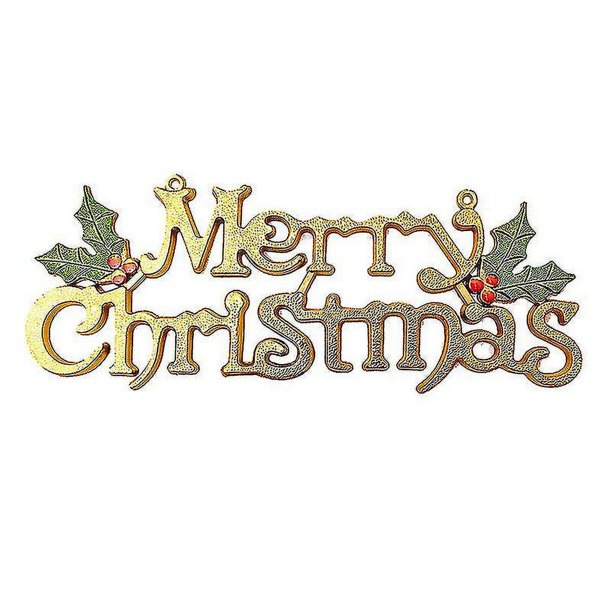 Colgador de puerta de Feliz Navidad, adorno para árbol de Navidad, decoración de señales navideñas, decoración para fiesta (dorado), 1 Uds.