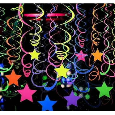 ITSELFER 1 Set Hanging Streamers Neon Swirls Decors Ceiling Swirls Party Hanging Decorations Holiday New Year Celebrations Hanging Swirls