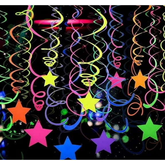 ITSELFER 1 Set Hanging Streamers Neon Swirls Decors Ceiling Swirls Party Hanging Decorations Holiday New Year Celebrations Hanging Swirls