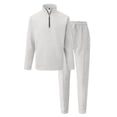 thumbnail image 6 of Admvng Two Piece Sets for Men Casual Solid Zipper Turndown Collar Shirt Drawstring Straight Leg Pants Set, Size S-3XL, 6 of 8