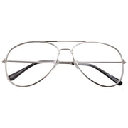 grinderPUNCH Aviator Clear Lens Metal Frame Adult Glasses for Men Women