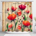 thumbnail image 1 of Vintage Botanical Shower Curtain - Romantic Floral Design with Script, 1 of 4