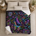 thumbnail image 5 of 80S 90S Roller Skating Disco Neon Doodle Party, Cozy Friendship Quote Scene, Warm Flannel Blanket for Living Room and Reading Nook, Art Lovers Friendship Gift, Fantasy Home Decor, 5 of 9